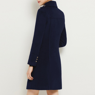 新品 藏蓝色珠宝店酒店前台P工作服小个子OL气 职业毛呢大衣女冬季