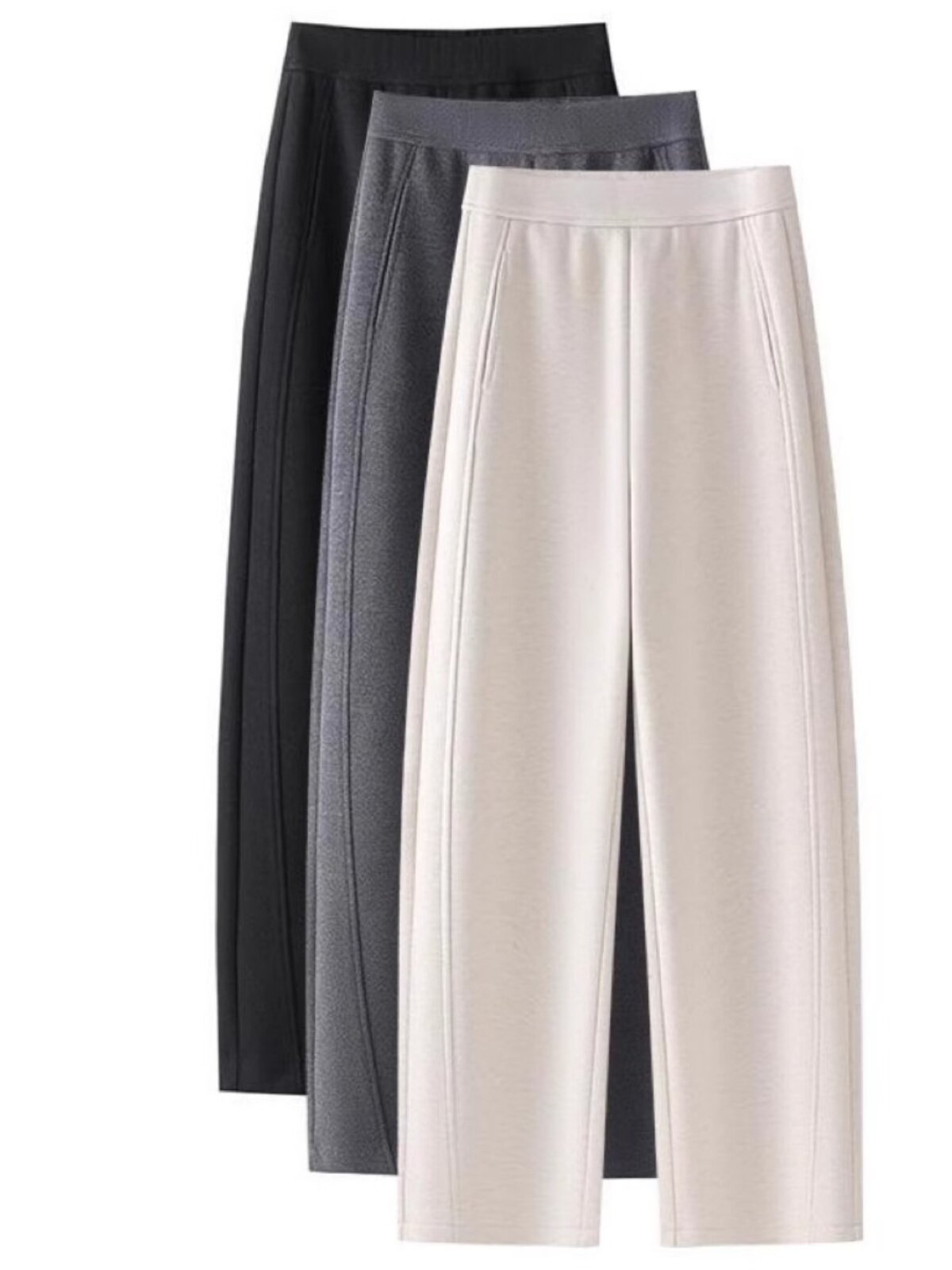 高级感弯刀裤女秋冬季新款镰刀裤小个子加绒加厚气质毛呢香蕉裤子