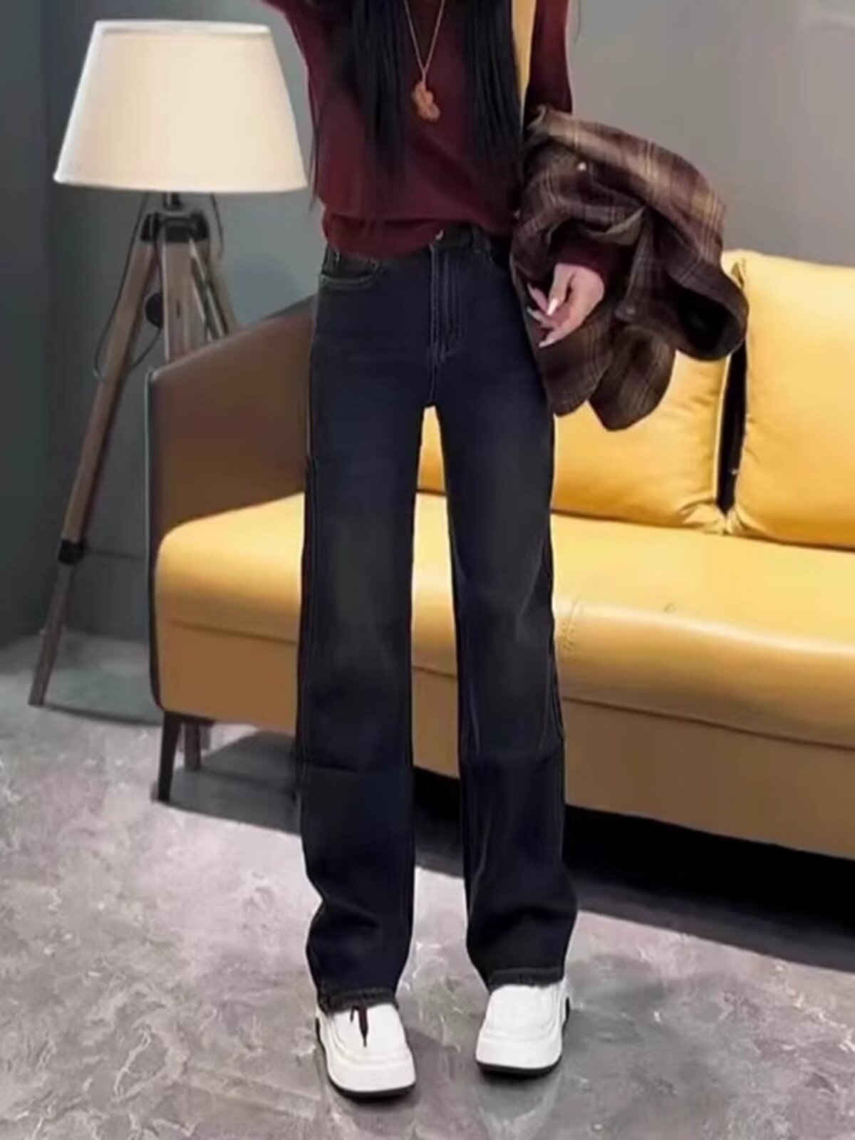 大码女装弹力窄版直筒牛仔裤2025春秋新款胖妹妹mm宽松显瘦阔腿裤