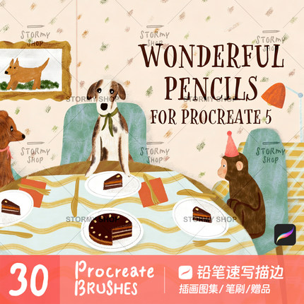 【铅笔素描】procreate笔刷插画速写仿手绘勾线描边ST43