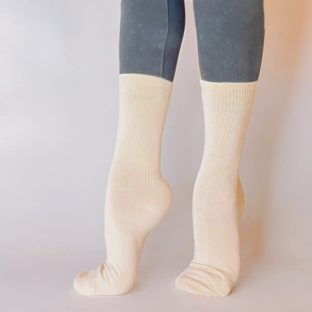 百搭糖果色中筒现代舞薄款堆堆袜