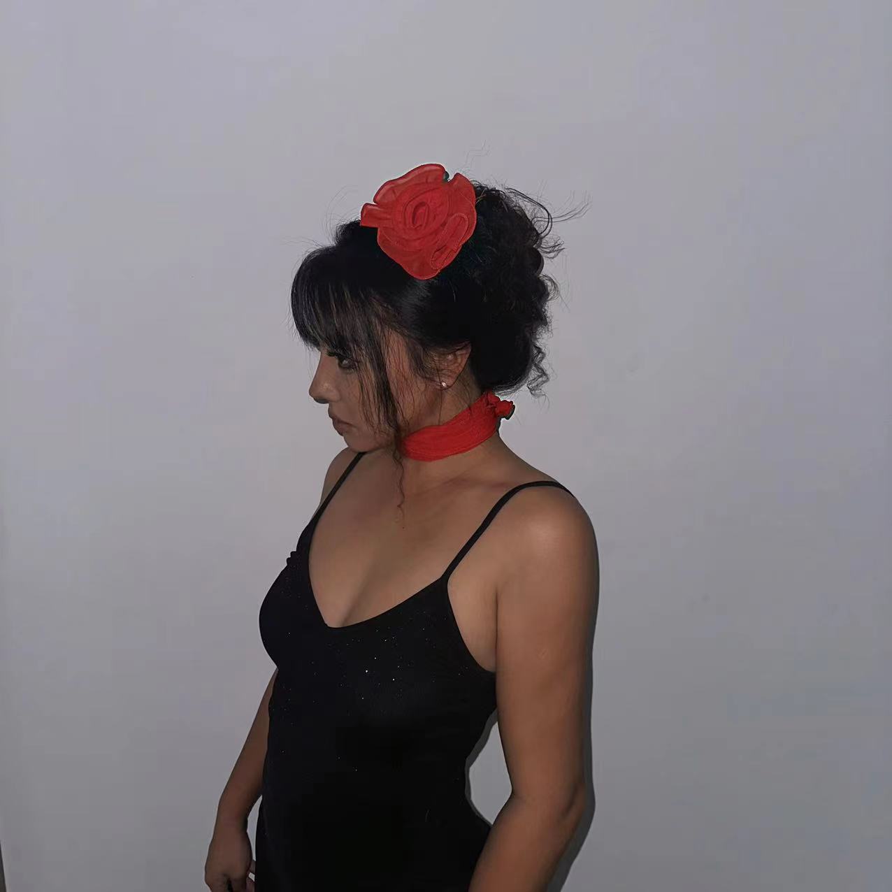 1996玫瑰花夸张头饰围巾