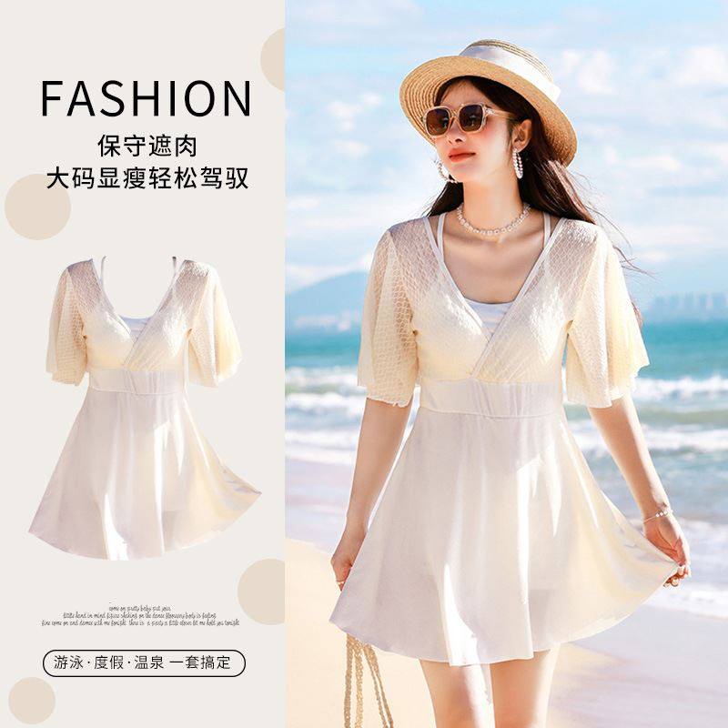 保守显瘦遮肚大码胖mm妹妹女生连体游泳衣女泳装泳衣微胖女孩遮肉