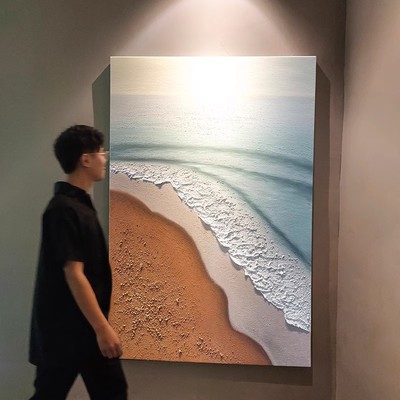 侘寂风客装饰画抽象艺术手绘油画现代简约玄关挂画大幅立体壁画