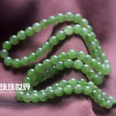 和田玉碧玉苹果绿圆珠散珠