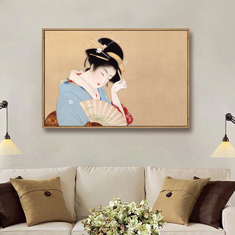 日式清新仕女图北欧装饰画客厅卧室床头玄关壁画酒店日式料理挂画