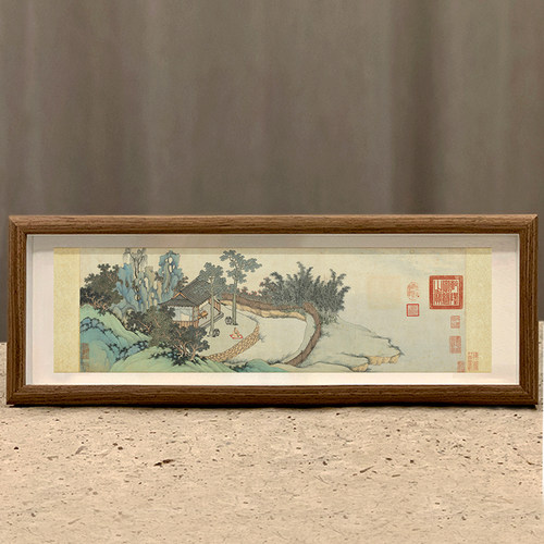 明沈周钓月亭图字画摆台画挂画