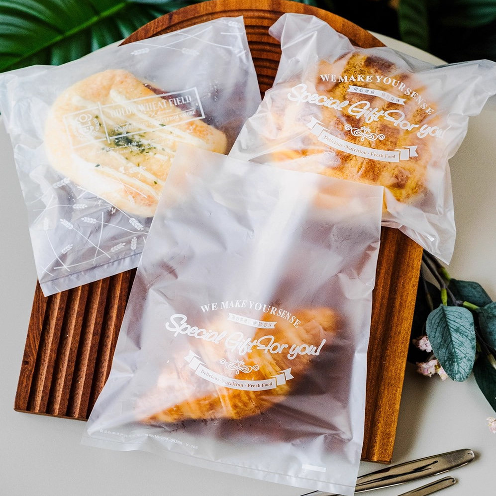 磨砂面包吐司包装袋平口半透明商用食品单独餐包蛋糕点心打包袋子