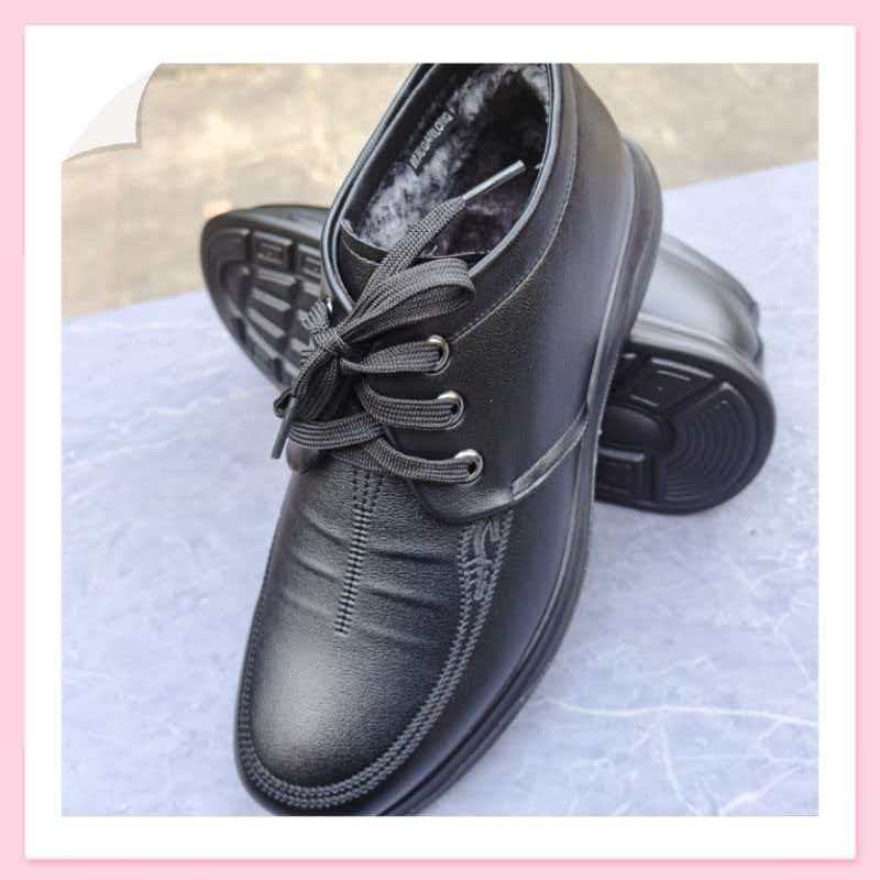 赣龙男系带子高帮棉鞋黑色平底防滑