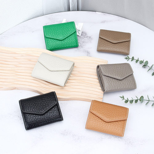 Top-grain leather mini wallet elegant refined  ID holder