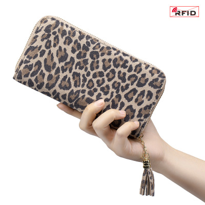 Soft Leopard Print Wallet Large Capacity Genuine Leather