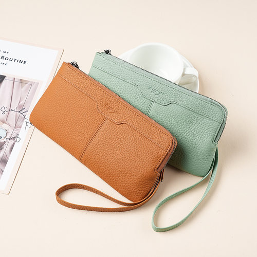 genuine leather women's wallet top layer phone bag卡位零钱包