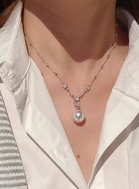 纯银爆款蝴蝶珍珠项链女锁骨链小众气质轻奢高级送女友情人节礼物