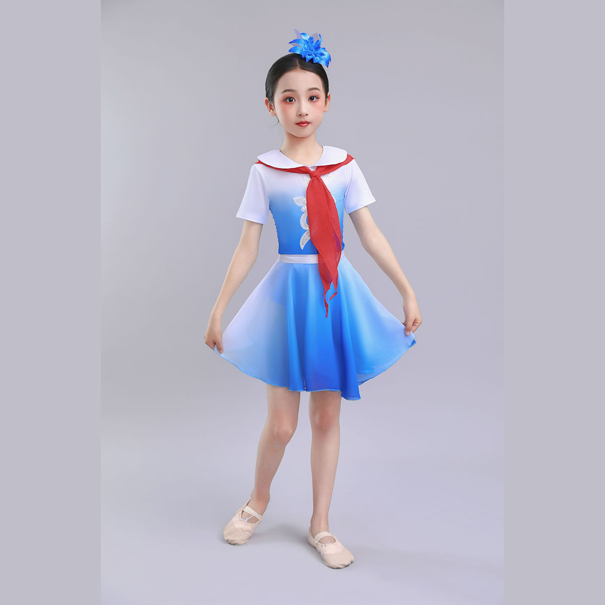 儿童合唱服中小学生红领巾演出服表演服向着梦想奔跑儿童舞蹈裙