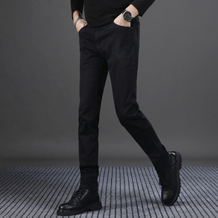 钻石黑牛仔裤2025新款男潮牌高端修身小脚休闲水洗弹力男士长裤子