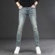 蓝色弹力修身 秋季 2025新款 牛仔裤 小脚潮牌高端百搭休闲 男士