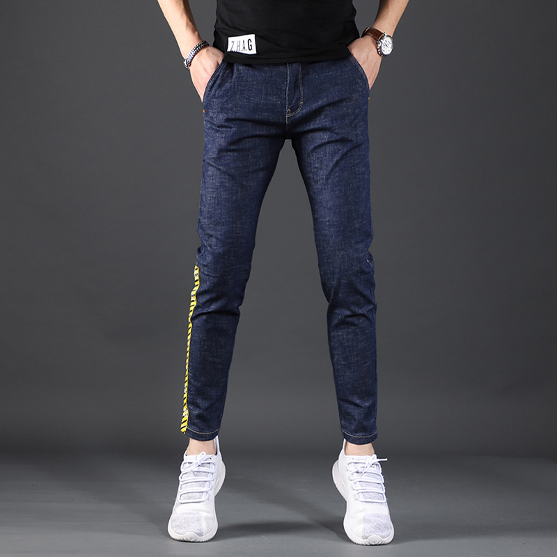 九分牛仔裤男潮牌9分小脚修身蓝色弹性韩版潮流百搭青年夏季新款