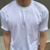 FOCABO美式 纯色230g纯棉短袖 男宽松赛洛纺圆领T恤