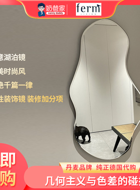 丹麦ferm living Pond Mirror湖泊穿衣镜异形镜子墙面挂镜