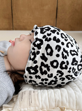 婴儿帽子春秋可爱豹纹男女宝宝小月龄初生新生儿护囟门保暖胎帽冬