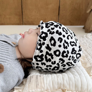 婴儿帽子春秋可爱豹纹男女宝宝小月龄初生新生儿护囟门保暖胎帽冬