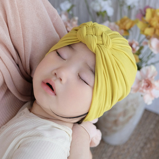 婴儿帽子薄款 莫代尔ins小月龄男女宝宝护囟门胎帽儿童套头帽秋冬