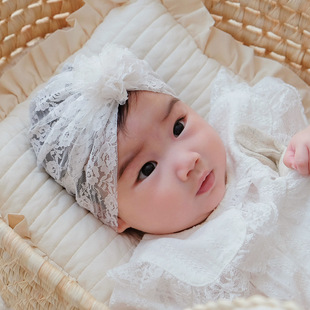 婴儿帽子蕾丝薄款透气护囟门初生新生儿小月龄女宝宝无骨胎帽夏季