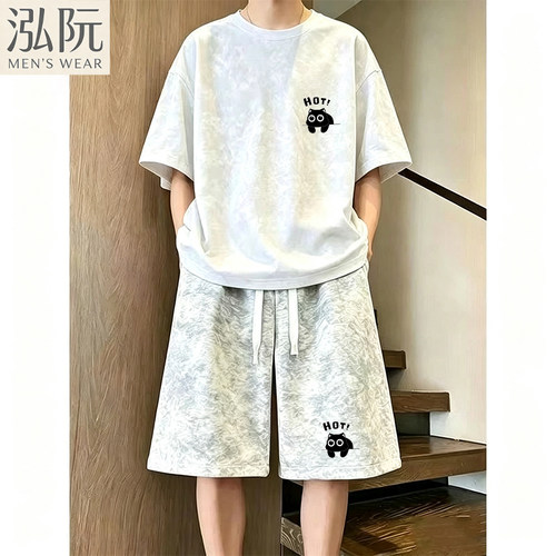 男士夏季短袖T恤五分裤套装