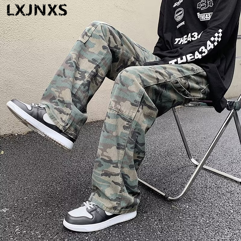 LXJNXS美式重磅迷彩牛仔裤