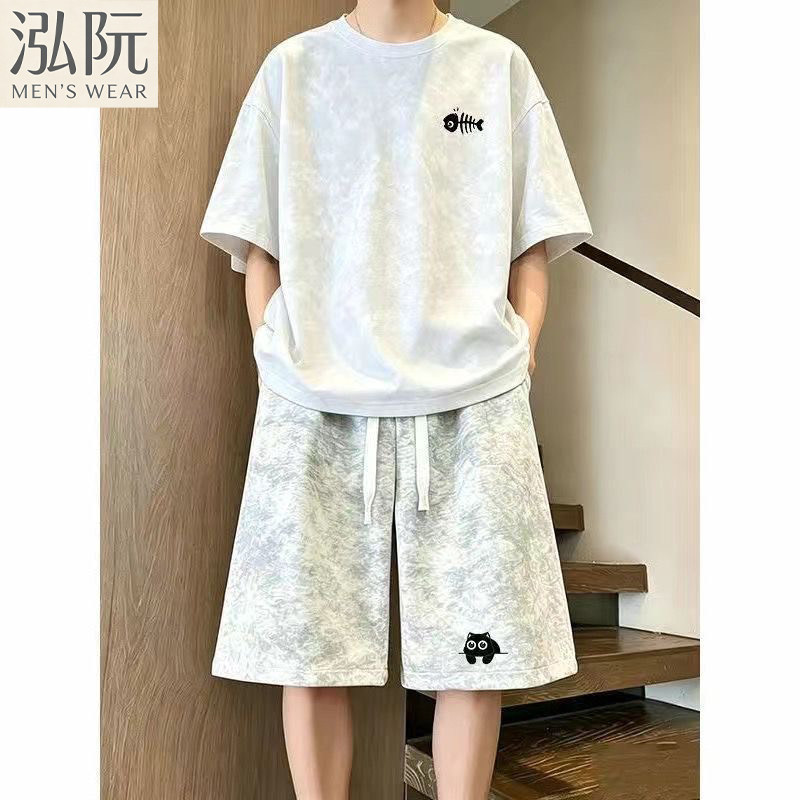 男士夏季扎染运动两件套