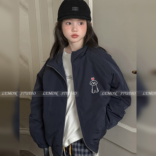 加厚保暖棒球服 上衣服儿童装 女童外套2025秋冬新款 洋气女孩夹克衫