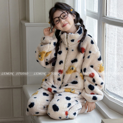 女童睡衣套装珊瑚绒加绒家居服