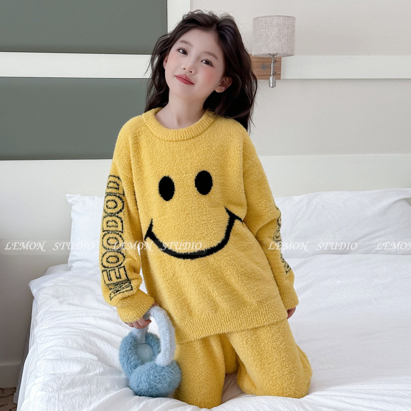 女童睡衣加厚珊瑚绒家居服套装