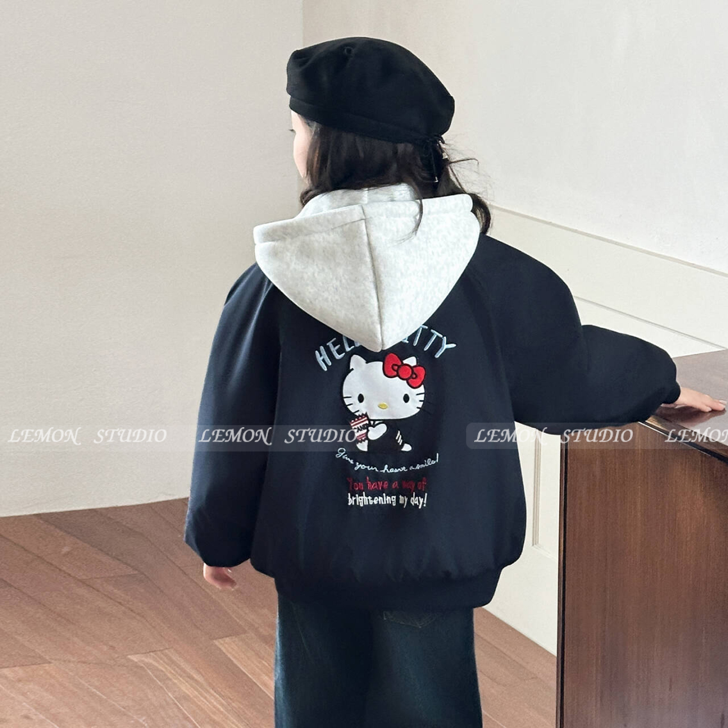 女童哈喽kitty猫假两件棉服外套