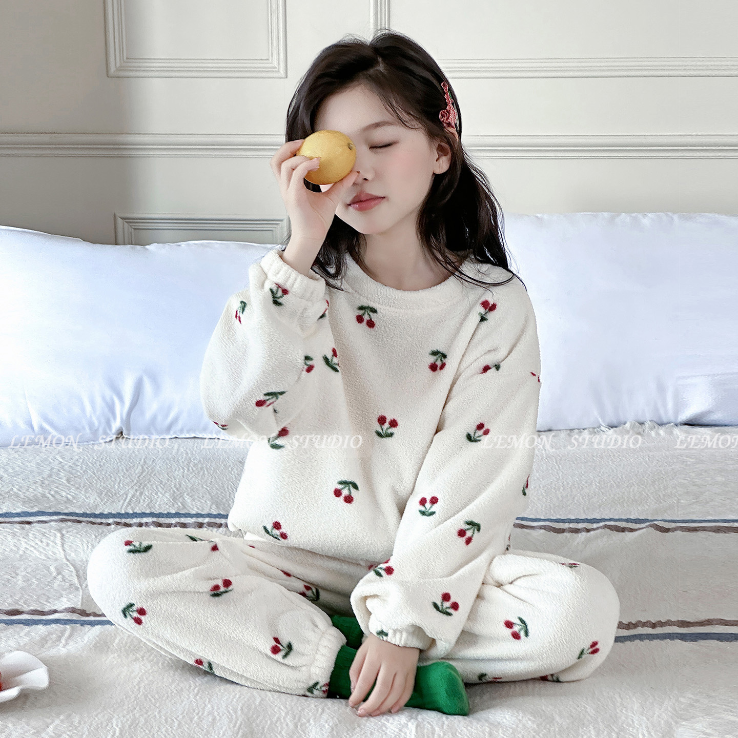 女童加绒睡衣套装珊瑚绒家居服