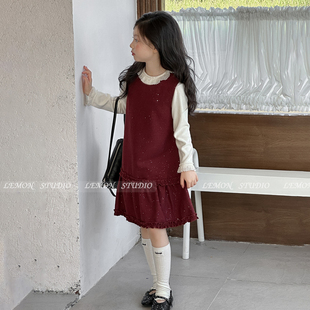 女童富家千金感裙子2026新款秋冬季女孩学院风连衣裙套装儿童冬装