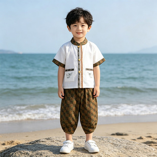 男童少数民族服装夏季傣族套装儿童民族风布依族瑶族中国风表演服