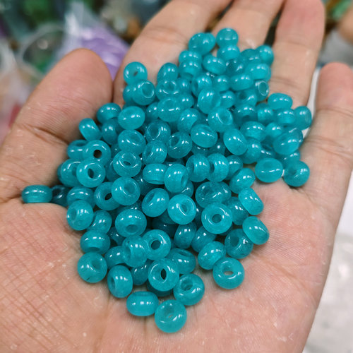 冰种天河石蓝色大孔圆环吊环算盘珠隔片diy隔珠配件饰品散珠批发