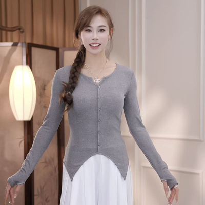 105MuMu双面慕斯绒加厚v领显瘦练功服上古典舞服现代舞服瑜伽服