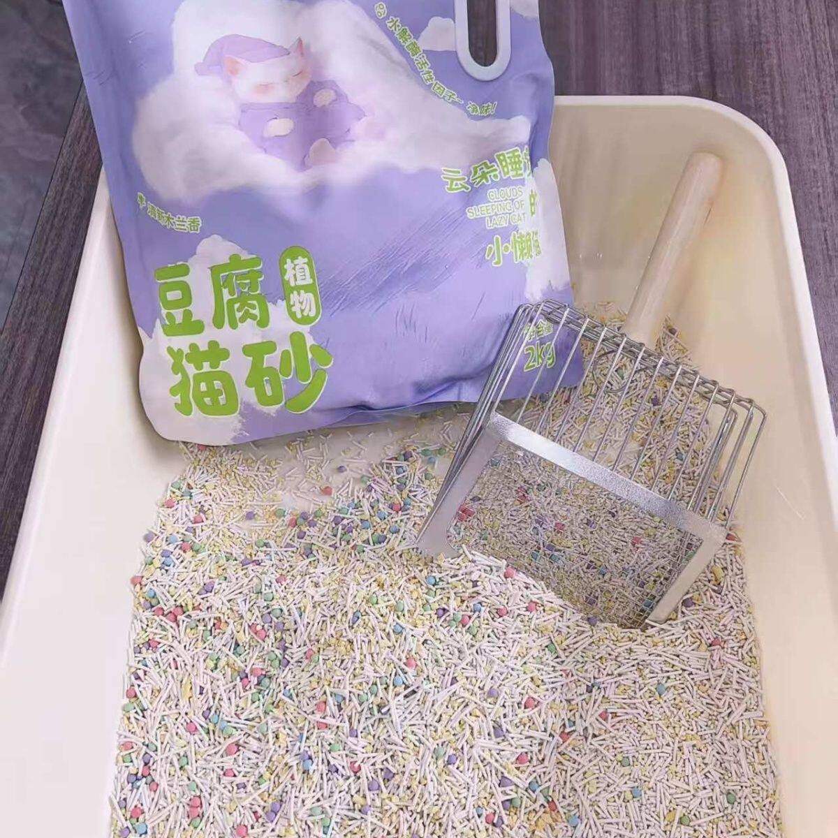 可可丽沙植物豆腐猫砂小苍兰香型豆腐猫砂2kg低尘结团不易粘底
