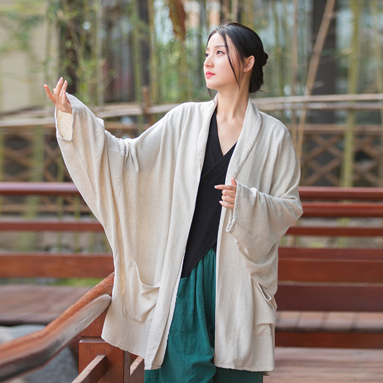 民国风女装佛系禅意外套夏上衣亚麻大码茶服加肥加大禅服古风衣服