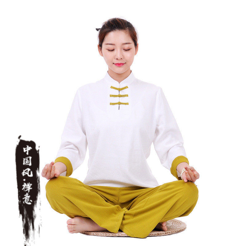 中式佛系女装春季套装中国风团体服棉麻料婵服装女禅意道姑禅修服