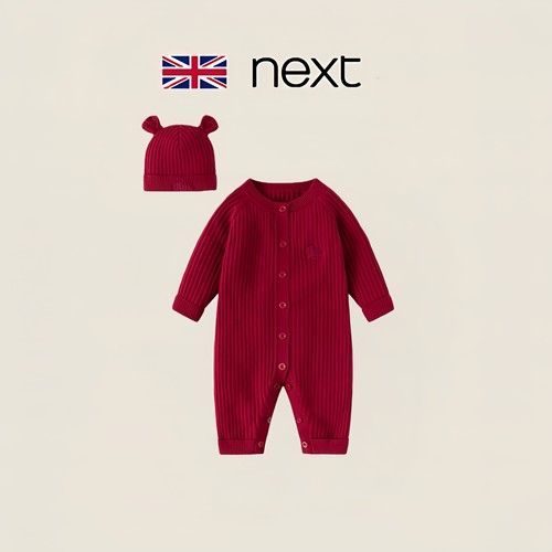 英国next秋冬加绒婴儿连体衣