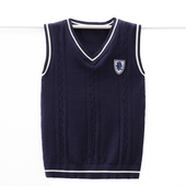 毛衣V领韩版 青少年羊毛背心潮男学生秋冬季 坎肩无袖 马甲针织马夹