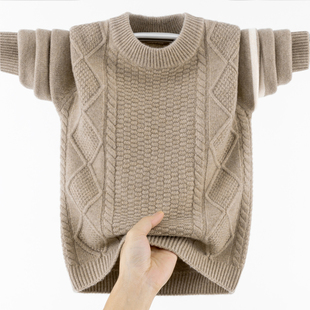 纯羊毛韩版 青少年针织衫 潮流毛线衣男孩子大童毛衣 男冬款 羊毛衫