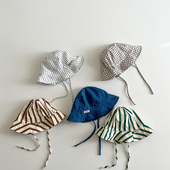 婴儿帽子春夏薄款 遮阳防晒条纹渔夫帽韩范潮小童宝宝出游百搭盆帽