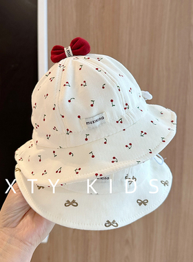 婴儿渔夫帽春秋季薄款甜美可爱遮阳渔夫帽夏天小月龄防晒宝宝盆帽