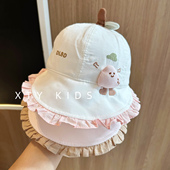 宝宝帽子春秋季 洋气户外防晒女婴儿渔夫帽 可爱花边公主遮阳帽韩版