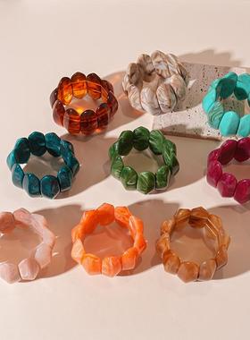 美拉德风晕染acrylic 椭圆几何bracelet retro exaggeration 气质