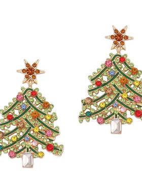 fashion 新品exaggeration 奢华镂空圣诞树alloy 款镶钻fully pav